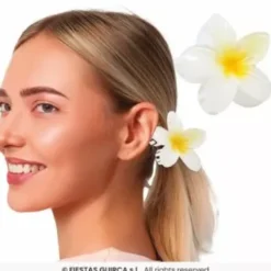 Fermacapelli Fiore di 8 cm bianco e centrale in vari colori