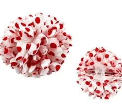Fiore Sevillana o Chulapa a pois bianchi e rossi, 13 cm con clip