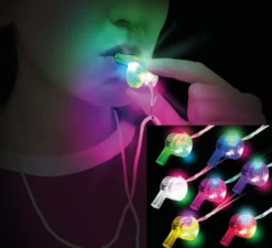 Fischietto con corda e luce, 5 cm, colori assortiti