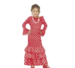 flamenco costume per le ragazze rosso a pois