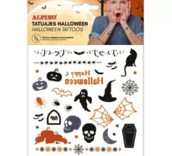 Foglio di tatuaggi temporanei per Halloween in disegni assortiti