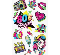 Foglio per tatuaggi anni '80, 14x30 cm