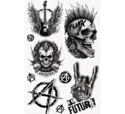 Foglio per tatuaggi punk 14x30 cm