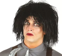 Forbici parrucca nera eduardo per Halloween