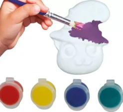 Gatto bianco da dipingere con colori inclusi