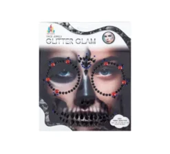 Gemme facciali adesive con teschio rosso e nero