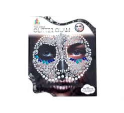 Gemme facciali adesive Teschio Blu e Argento