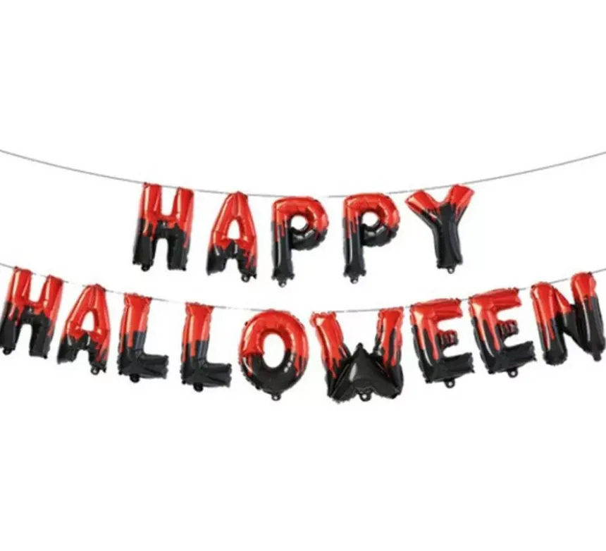 Ghirlanda di lettere di palloncini foil di Halloween felice