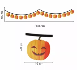 Ghirlanda di zucca 300 cm 16X16 cm (Alta qualità)