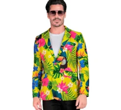 Giacca da festa tropicale gialla da uomo
