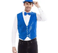 Gilet blu con paillettes da uomo