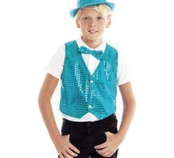 Gilet con paillettes turchese per bambini