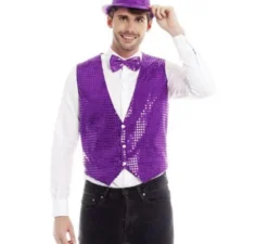 Gilet con paillettes viola da uomo