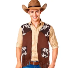 Gilet da cowboy marrone stampato per adulto