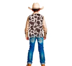 Gilet da cowboy marrone stampato per bambini