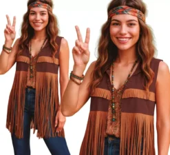 Gilet hippie da donna con frange