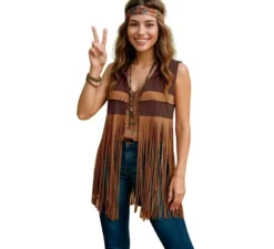 Gilet hippie da donna con frange