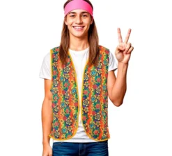 Gilet hippie floreale arancione per adulti
