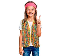 Gilet hippie floreale arancione per bambini