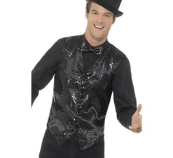 Gilet nero con paillettes per uomo