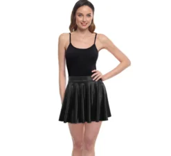 Gonna da volo in metallo nero per donna
