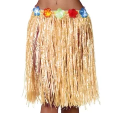 Gonna hawaiana a fiori di paglia da 55 cm