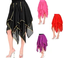 Gonna in chiffon con punte in vari colori per donna