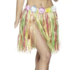 Gonna multicolore hawaiana con fiori 46cm
