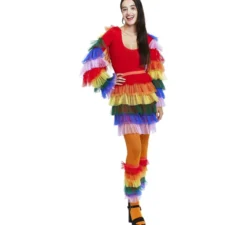 Gonna Rumbera in tulle arcobaleno da donna