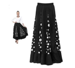 Gonna Sevillana di Quillas nera a pois bianchi da donna