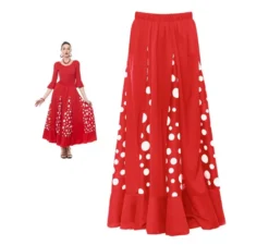 Gonna Sevillana di Quillas rossa a pois bianchi per donna