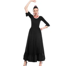 Gonna Sevillana doppia volant nera da donna
