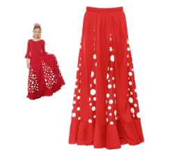 Gonna sevillana rossa con pois bianchi per bambina