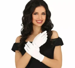Guanti con bottoni bianchi da 24 cm