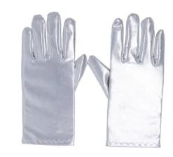Guanti corti, color argento 22 cm