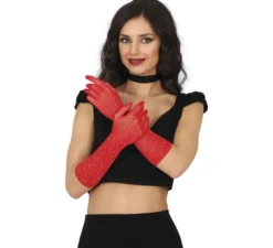 Guanti in rete con strass in vari colori, 30 cm per adulti
