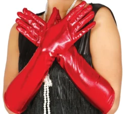 Guanti lunghi colore rosso 44 cm