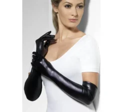 Guanti neri effetto bagnato