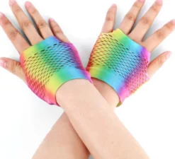 Guanti senza dita Snood corti arcobaleno sfumato