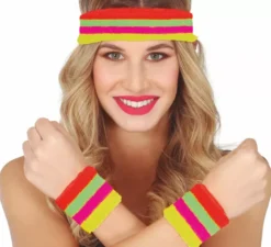 Kit aerobica per adulti: 2 braccialetti e nastro neon