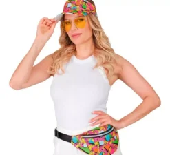 Kit anni '80: marsupio e visiera multicolor
