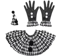 Kit Arlecchino Pierrot: Mini Cappello, Guanti e Collare