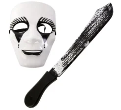 Kit Assassino Bianco Adulto: Maschera e machete 18x55 cm