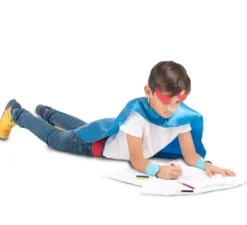 Kit blu da supereroe per bambini: maschera, mantello e cintura