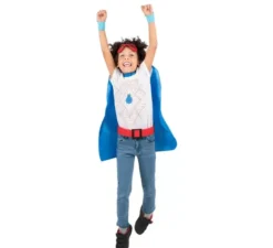 Kit blu da supereroe per bambini: maschera, mantello e cintura