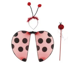 Kit Coccinella Rossa e Nera: Cerchietto, Ali e Bacchetta