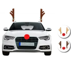 Kit Corna di Renna e Naso Decorativo per Auto in Colori Assortiti