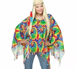 Kit costume hippie psichedelico: poncho e fascia per capelli