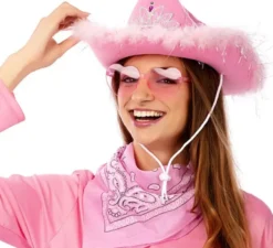 Kit Cowgirl Rosa: Occhiali, sciarpa e cappello da 58 cm
