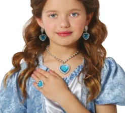 Kit Cuore Blu per bambini: Collana, Anello e Orecchini